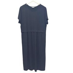 J. Jill Dress XL Black Knit Short Sleeve Casual Comfy Maxi‎ Length Closet Staple